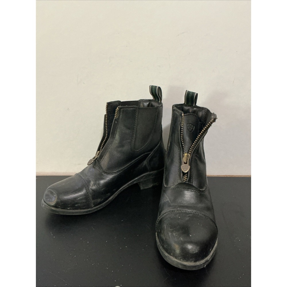 ARIAT Kid's Devon Zip Black Leather Paddock Boot sz 11 Equestrian Dent